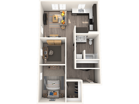 Floor plan for 1 bed, 1 bath, 815 sqft